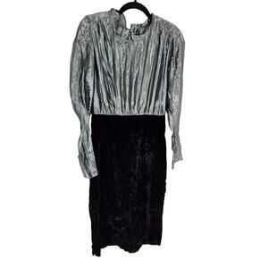 Sk & Company Women's Silver Long Sleeve Round Neck Blended Fiber Dress Size 10